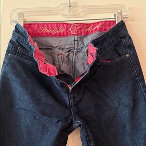 COOKIE JOHNSON Dark Blue Jeans with RED  accents size 27